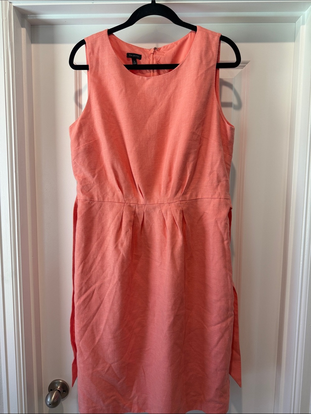Talbots Linen Coral Sleeveless Sheath Dress Size 12